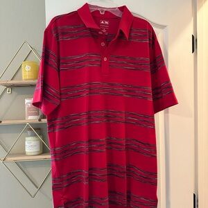 Adidas Men's Polo Shirt in Red with Black Stripes